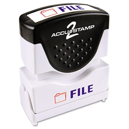 Consolidated Stamp Accustamp2 Shutter Stamp with Anti Bacteria- Red-Blue- FILE- 1.63 x .5 35534